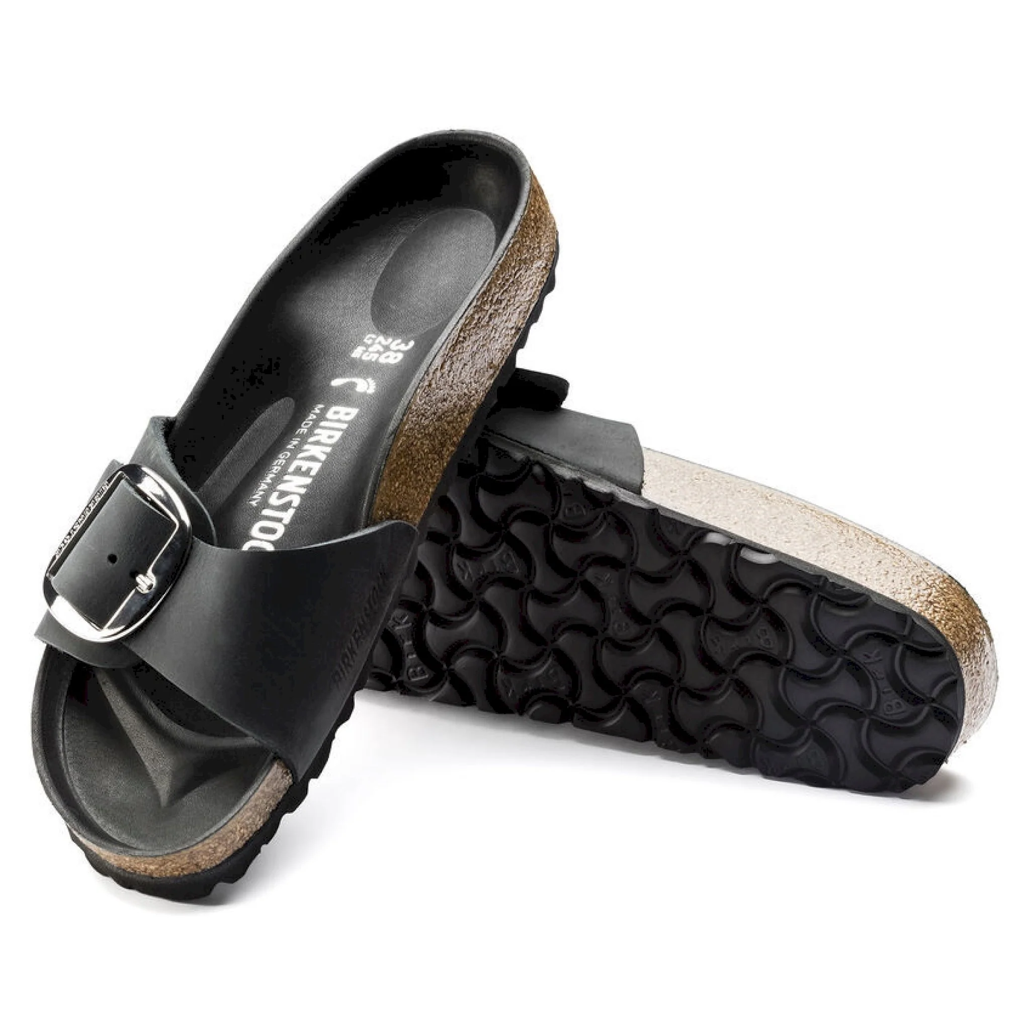 Birkenstock madrid big buckle black oiled leather calzata stretta - immagine 4