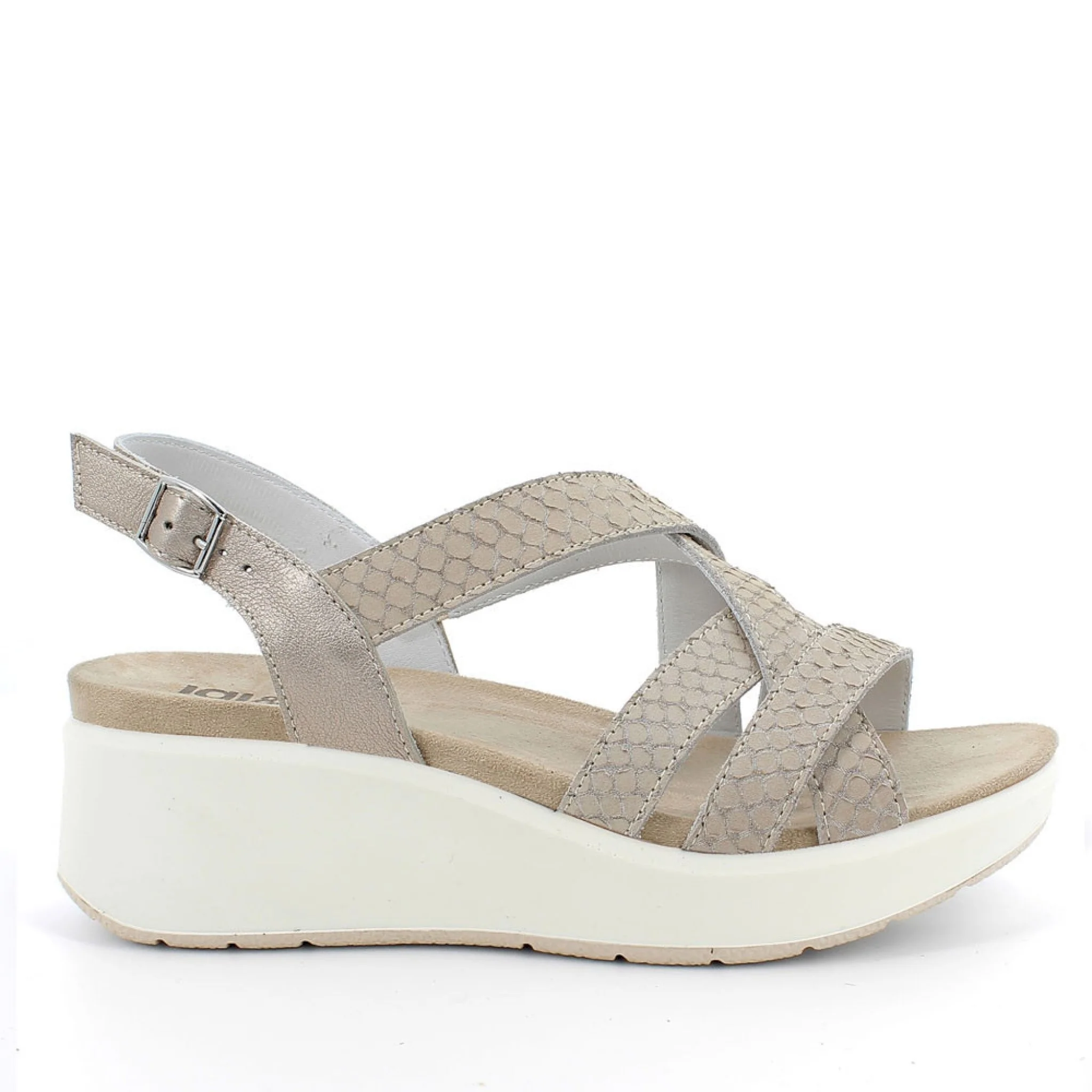 Donna scilla sandalo con zeppa pelle stampata - immagine 2