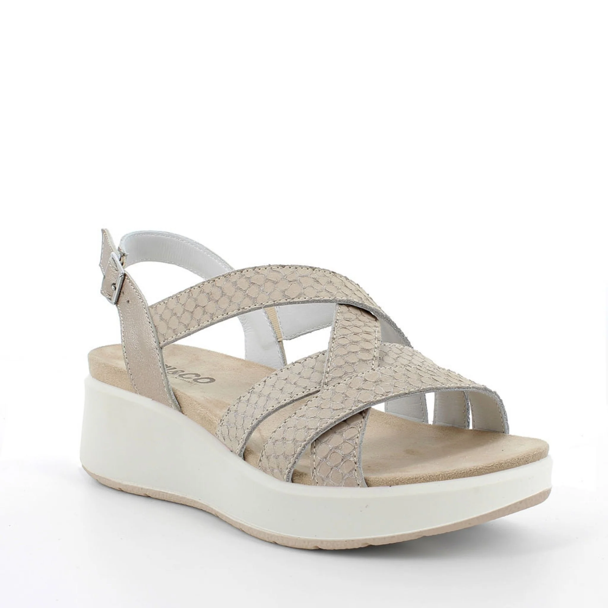 Donna scilla sandalo con zeppa pelle stampata - immagine 3