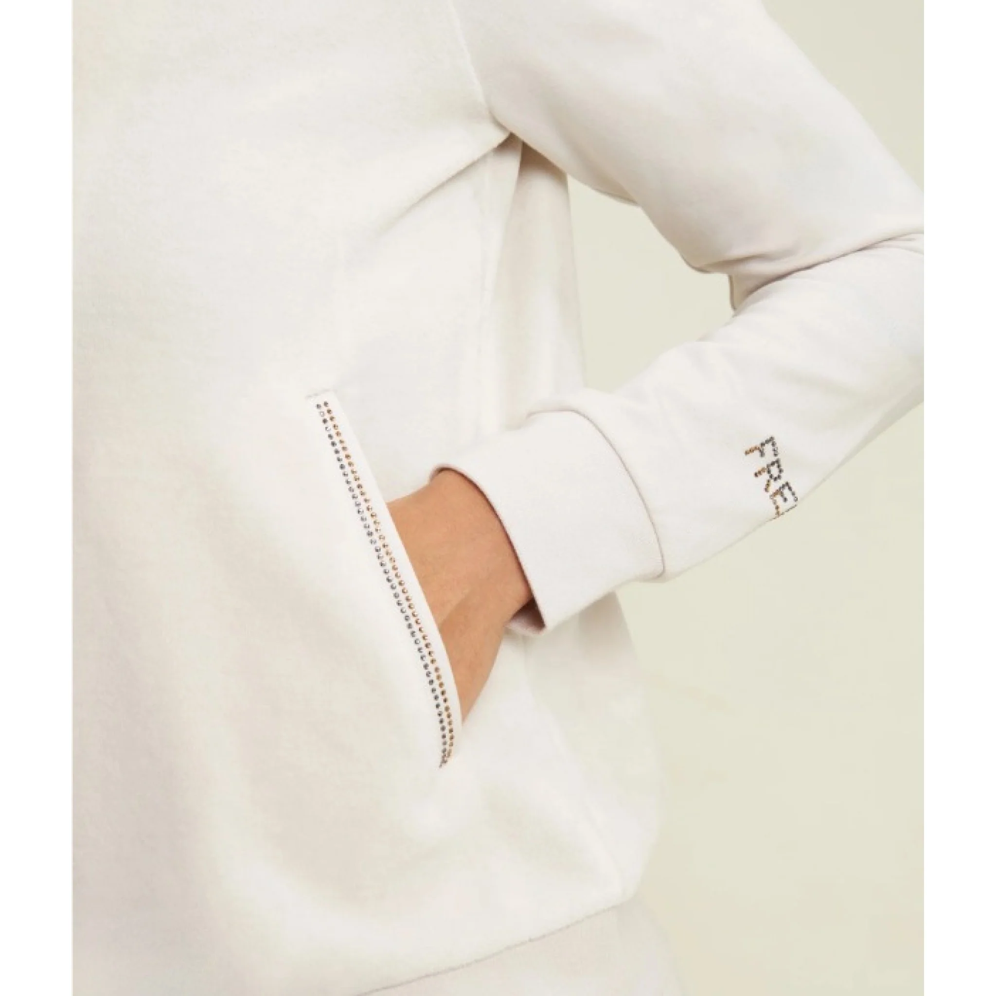 Freddy felpa collo alto da donna in velluto con zip e logo strass - immagine 6