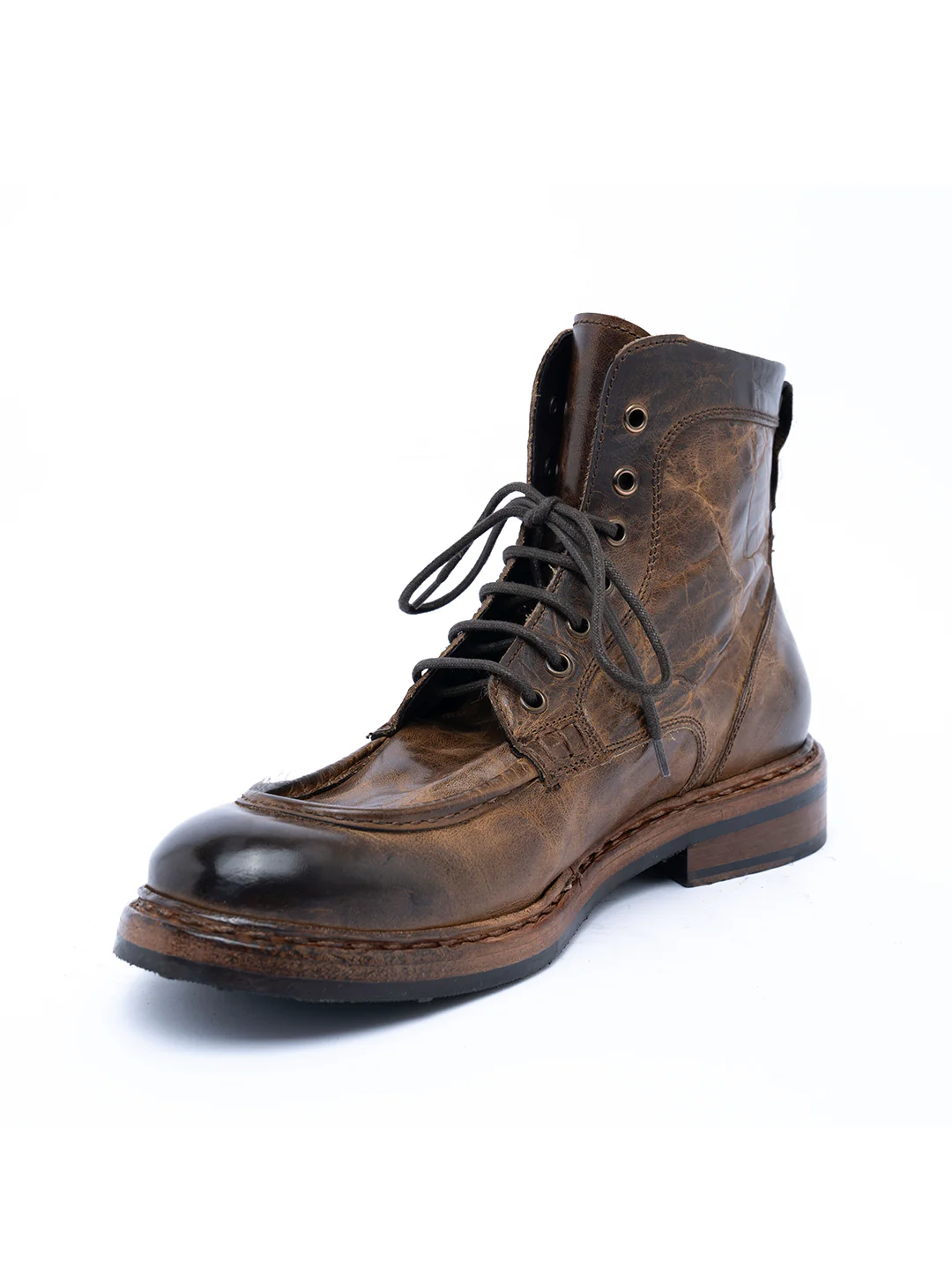 Stivaletti stringati in vitello beige 37340/17 - immagine 3