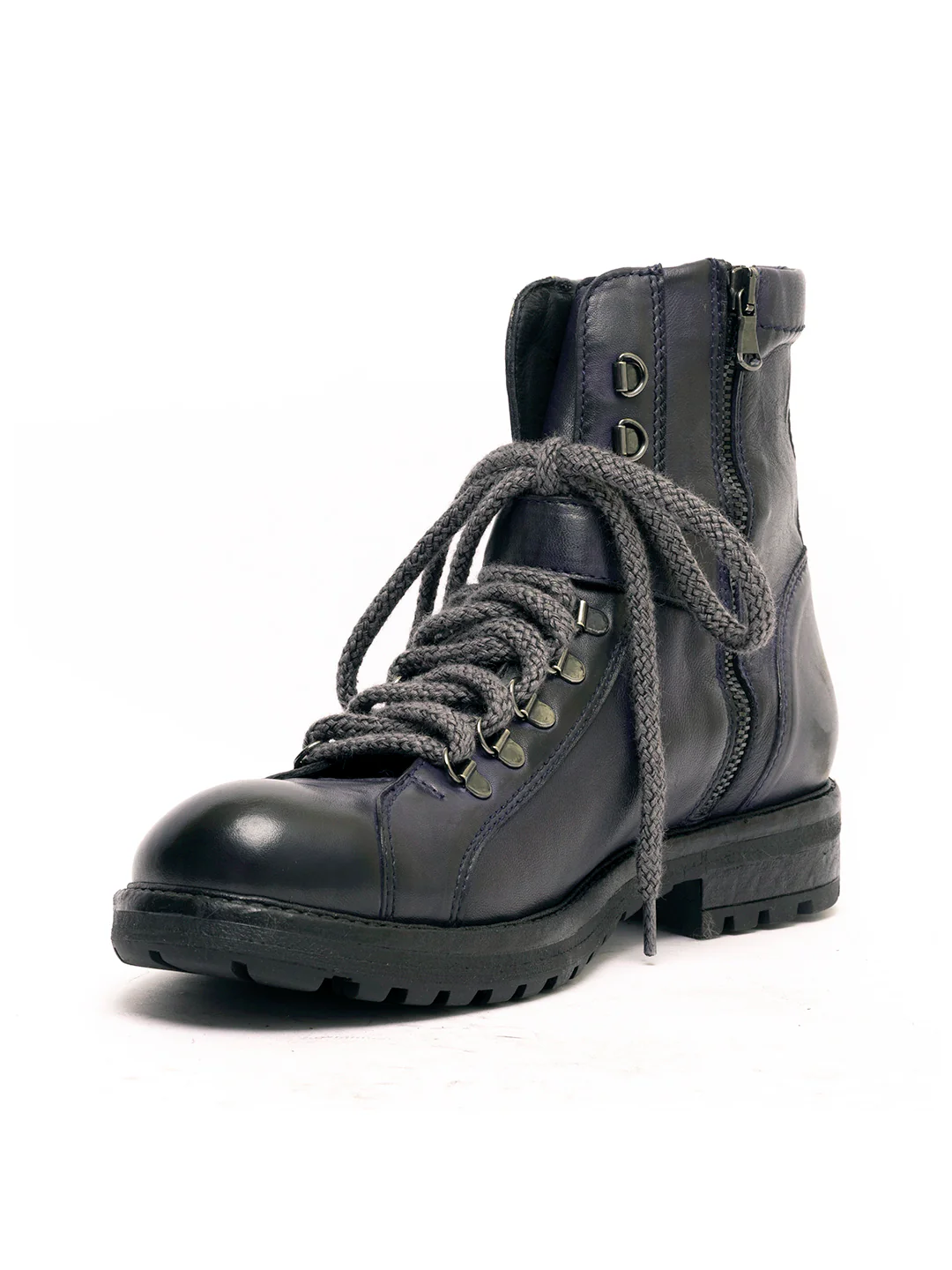 Stivaletti stringati in agnello blu scuro 3830/280 - immagine 3