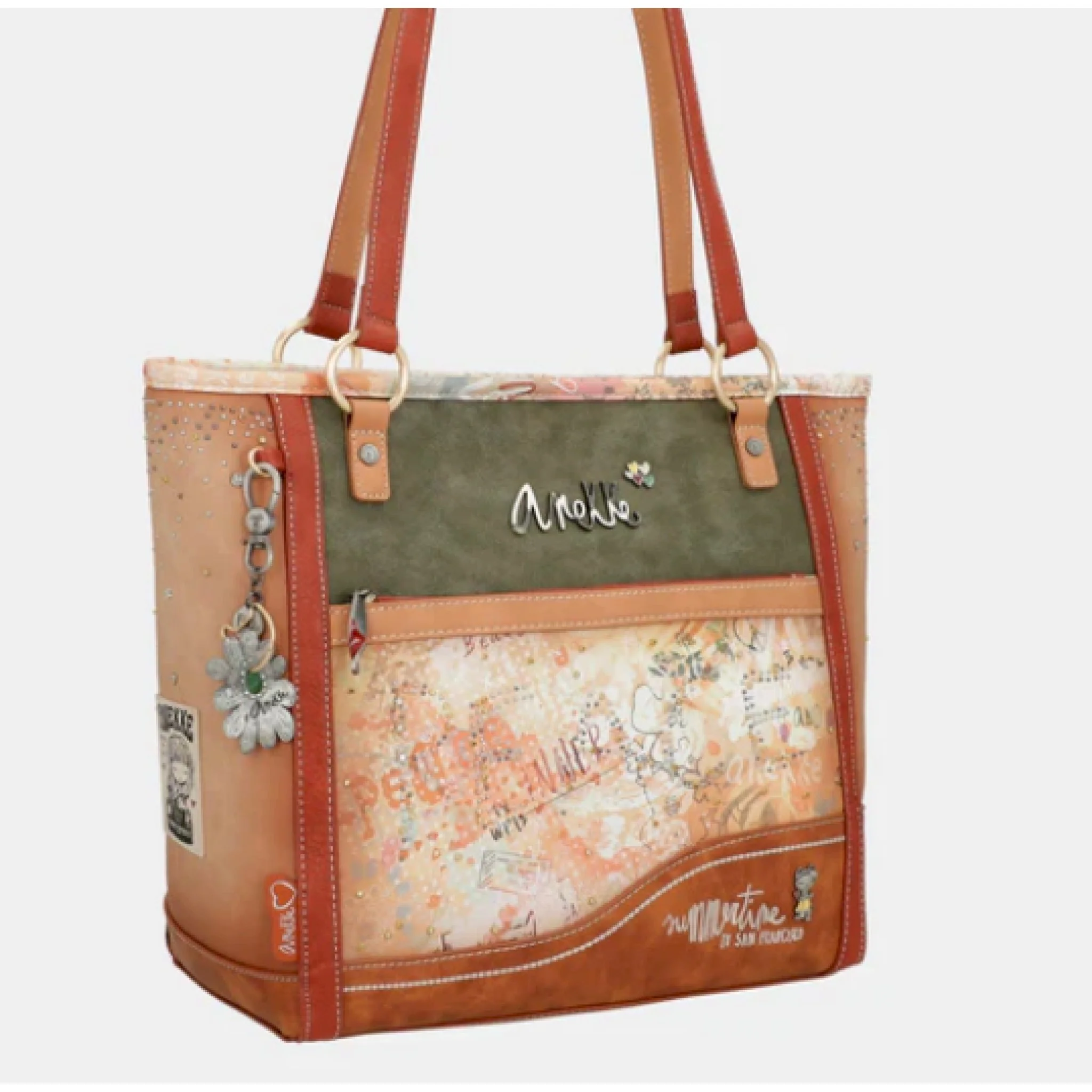 Anekke borsa a tracolla grande con fiori - immagine 2