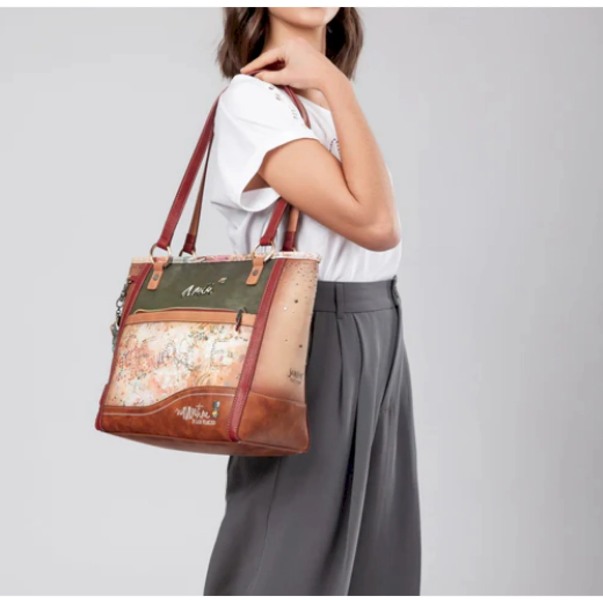 Anekke borsa a tracolla grande con fiori - immagine 3