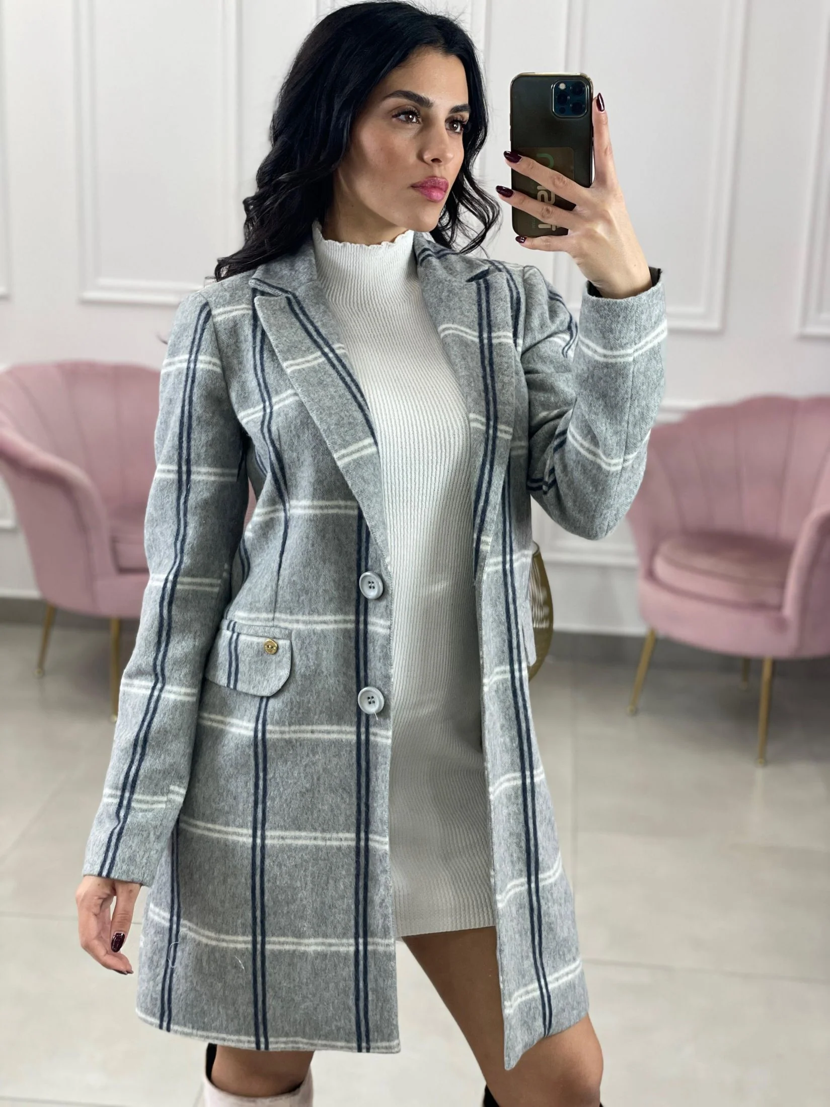 CAPPOTTO DOPPIO PETTO QUADRI MISTO LANA TOP QUALIT - immagine 9