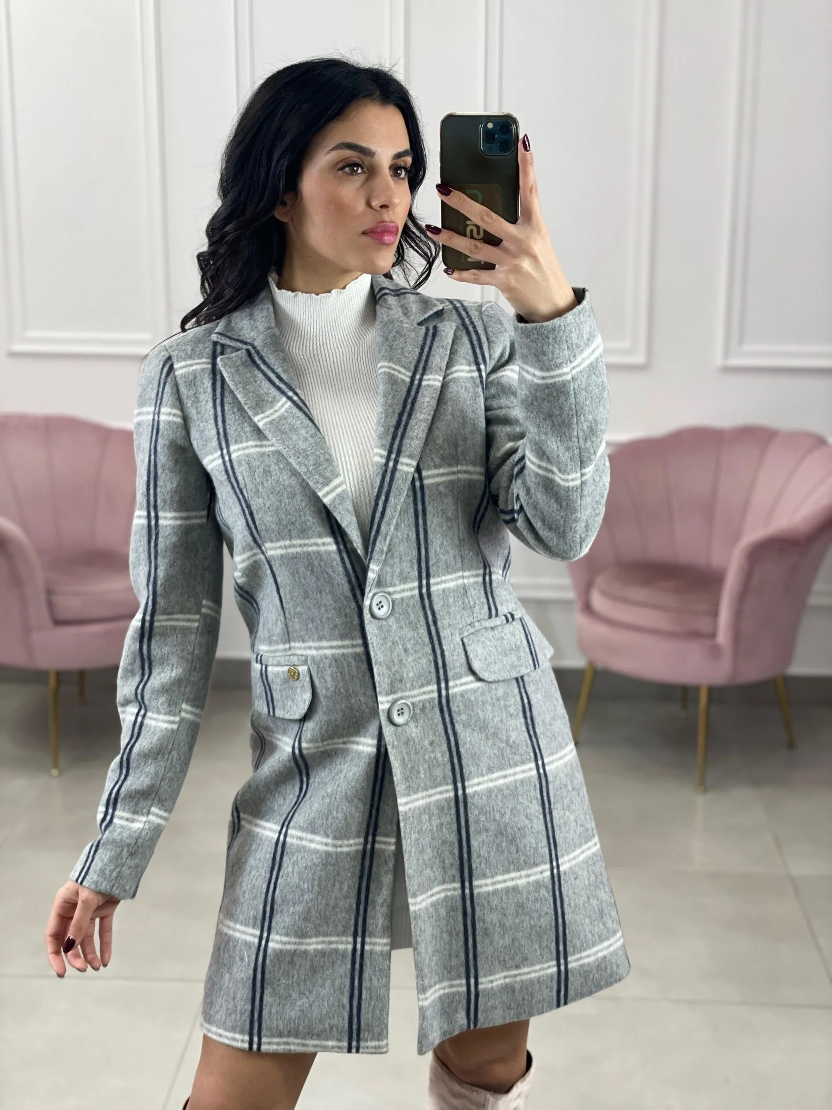 CAPPOTTO DOPPIO PETTO QUADRI MISTO LANA TOP QUALIT - immagine 8