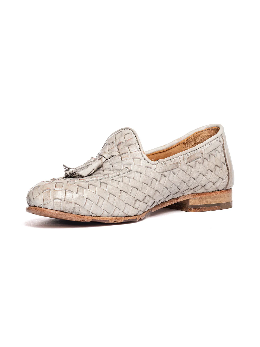 Mocassini in agnello intrecciato oyster 6836/3 - immagine 4