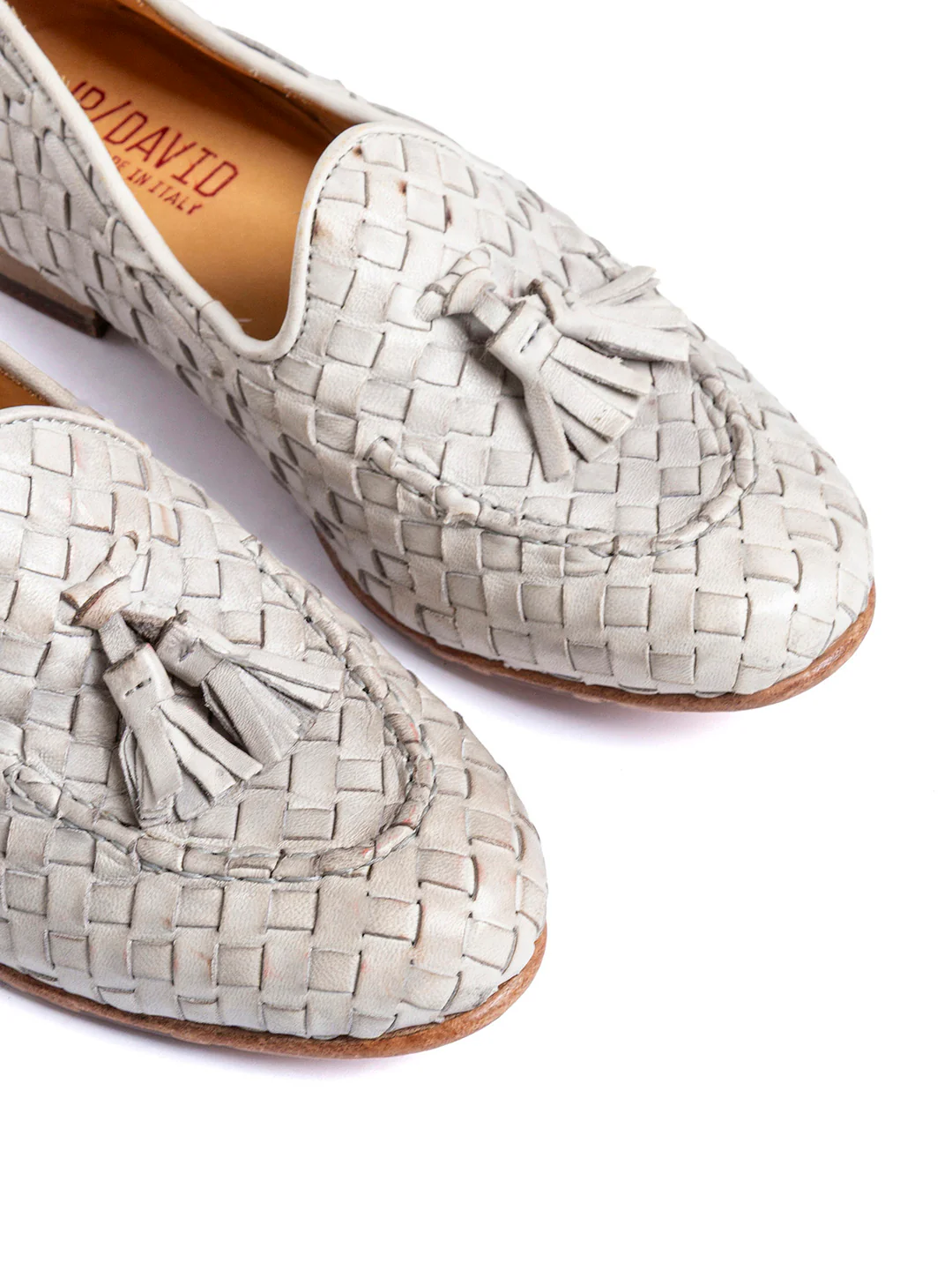 Mocassini in agnello intrecciato oyster 6836/3 - immagine 7