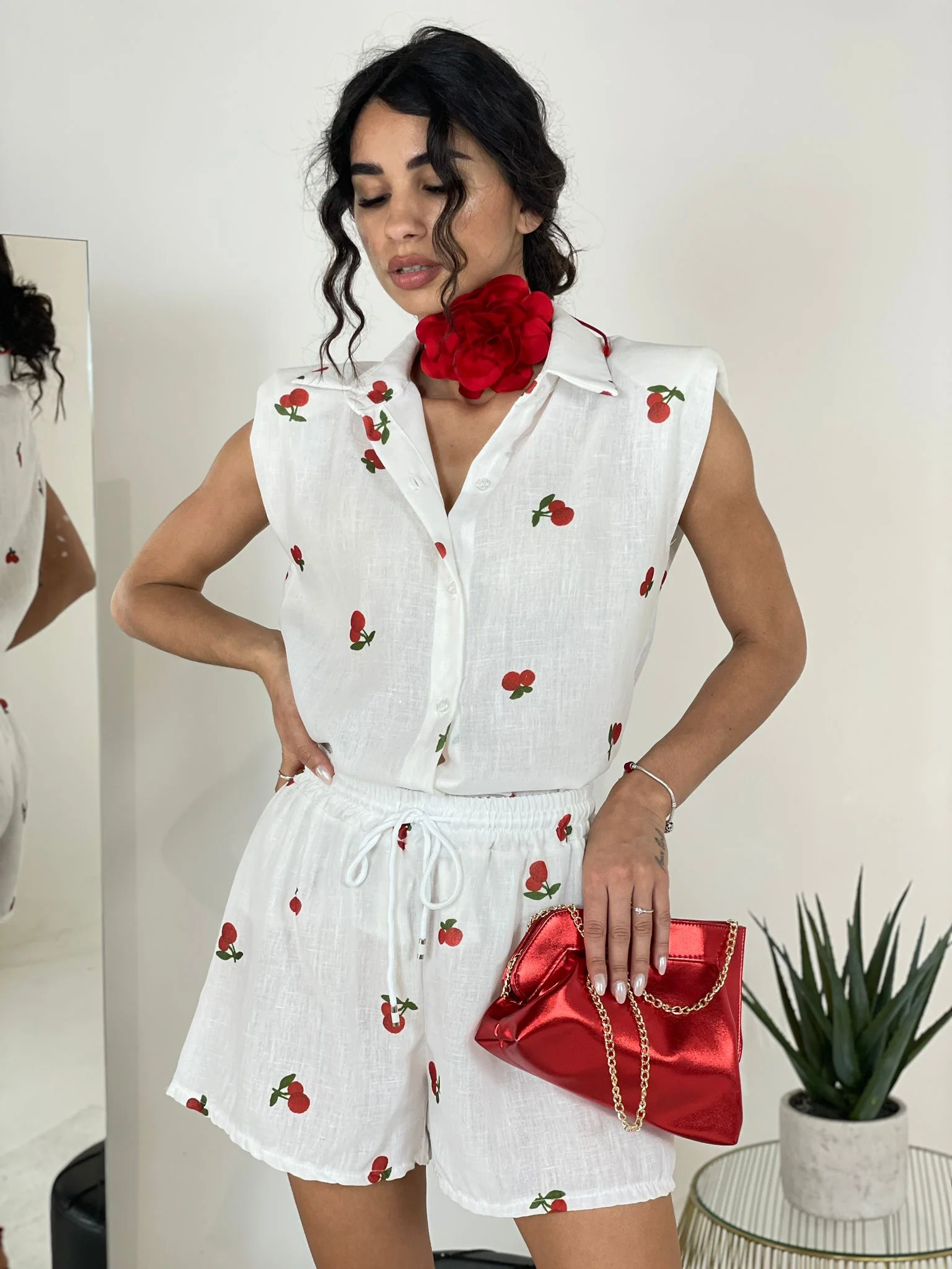 COMPLETO CAMICIA E SHORTS CHERRY NEW COLLECTION - immagine 2