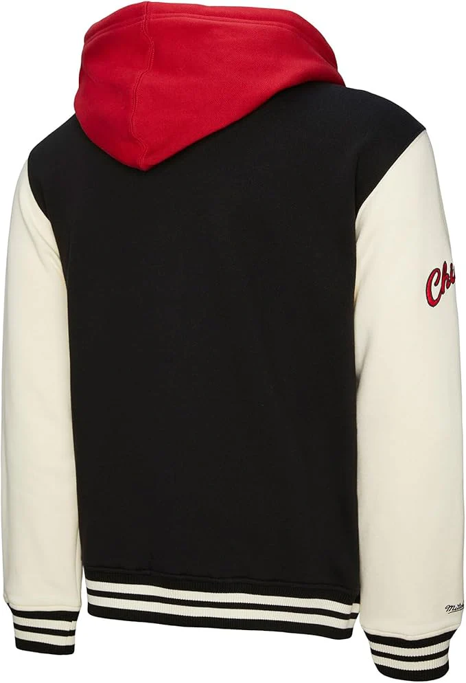 MITCHELL & NESS Giacca Courtside Fleece con bottoni automatici dei CHICAGO BULLS JK11162 - immagine 3
