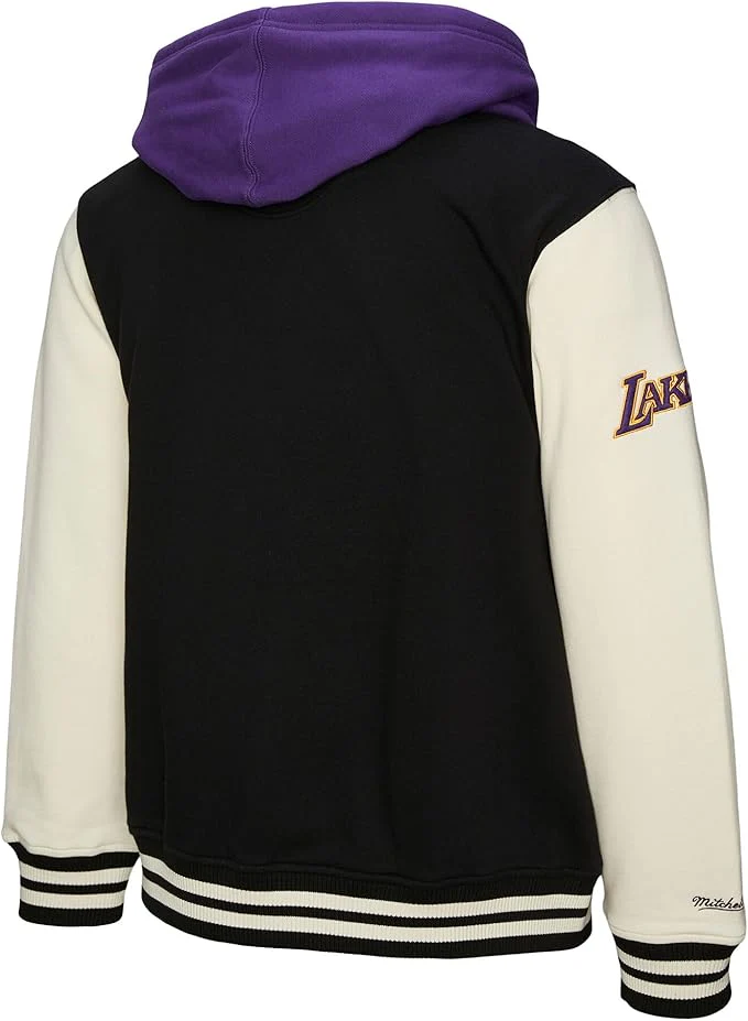 MITCHELL & NESS Giacca Courtside Fleece con bottoni automatici dei Los Angeles Lakers JK11162 - immagine 3
