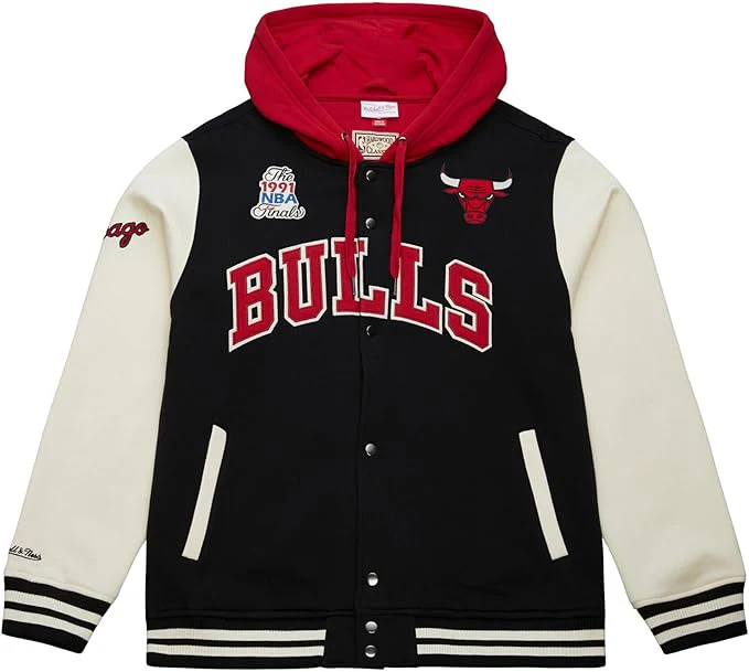 MITCHELL & NESS Giacca Courtside Fleece con bottoni automatici dei CHICAGO BULLS JK11162 - immagine 2
