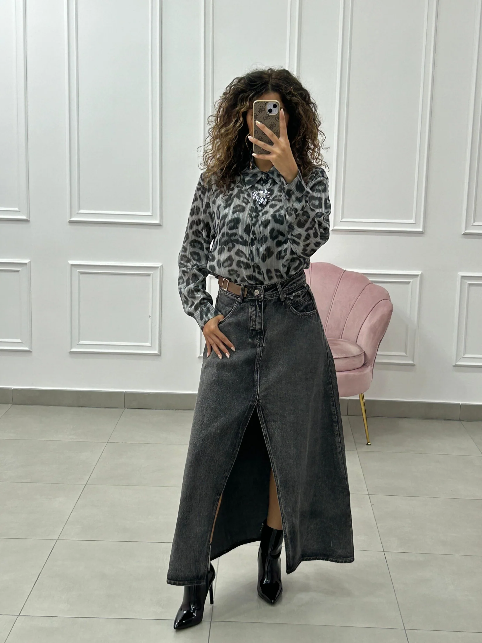 GONNA LUNGA DENIM CON SPACCO AUTUMN COLLECTION - immagine 8