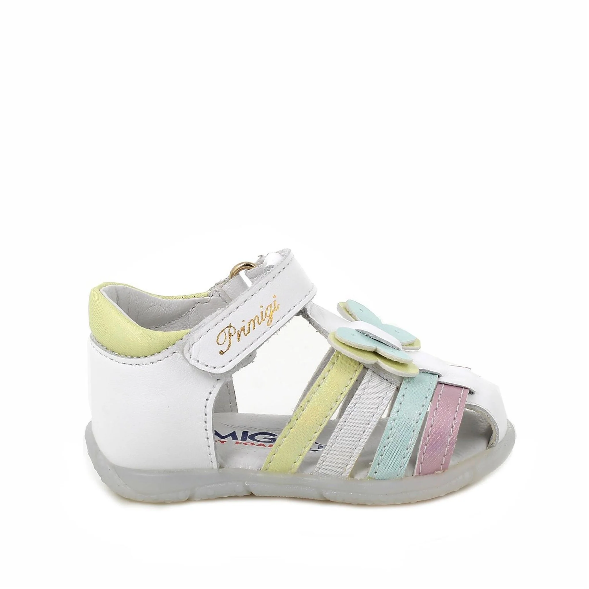 Sandali da bambina bianco e verde con strap - immagine 3