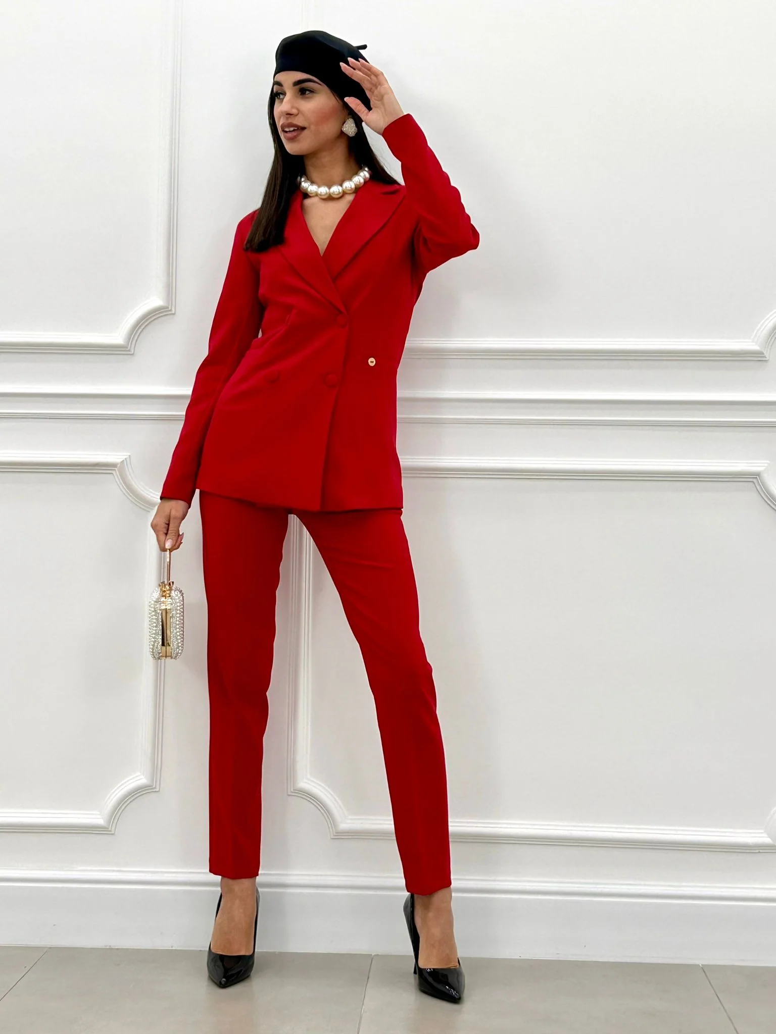 TAILLEUR CON BOTTONI TINTA SU TINTA TOP QUALITY - immagine 3