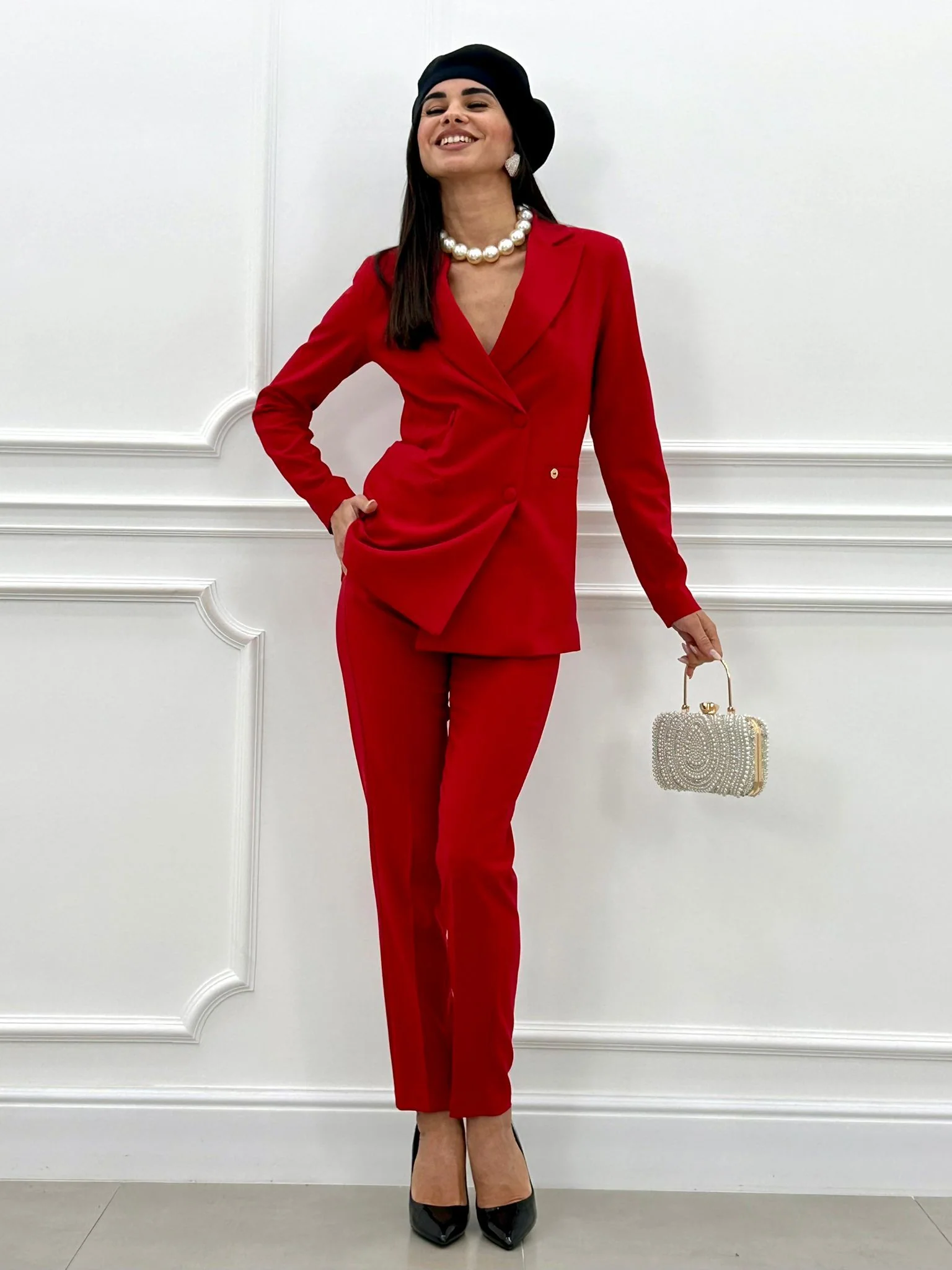 TAILLEUR CON BOTTONI TINTA SU TINTA TOP QUALITY - immagine 2