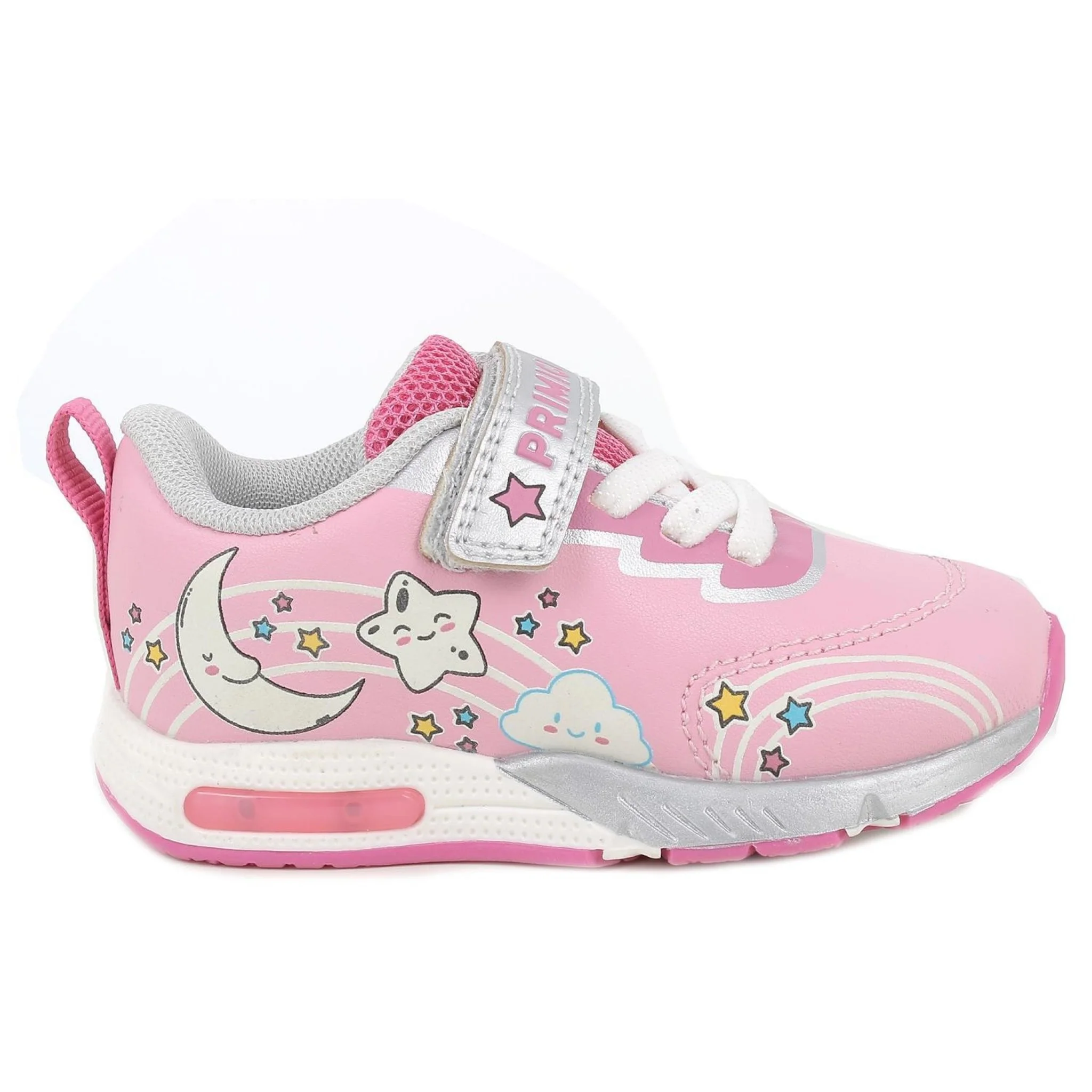 Sneakers da bambina rosa con strap - immagine 2
