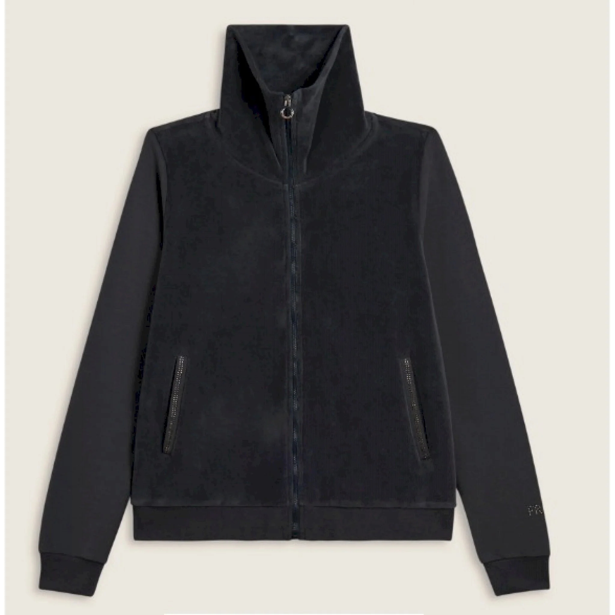 Freddy felpa collo alto da donna in velluto con zip e logo strass - immagine 2