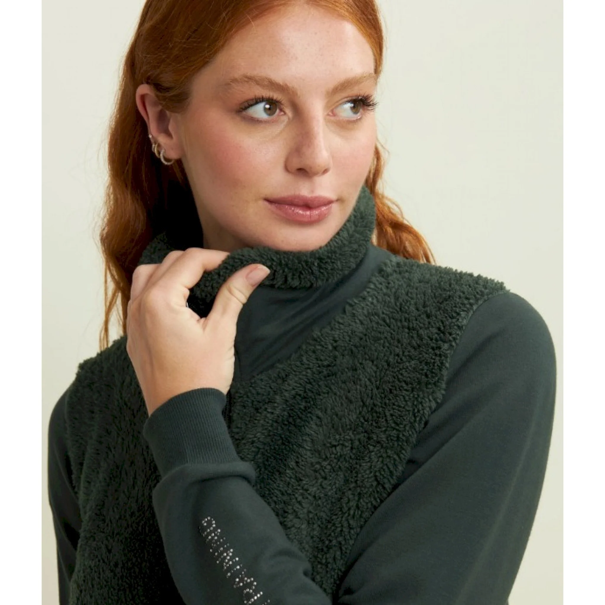 Freddy felpa con zip, collo e fronte in sherpa, logo borchie - immagine 2