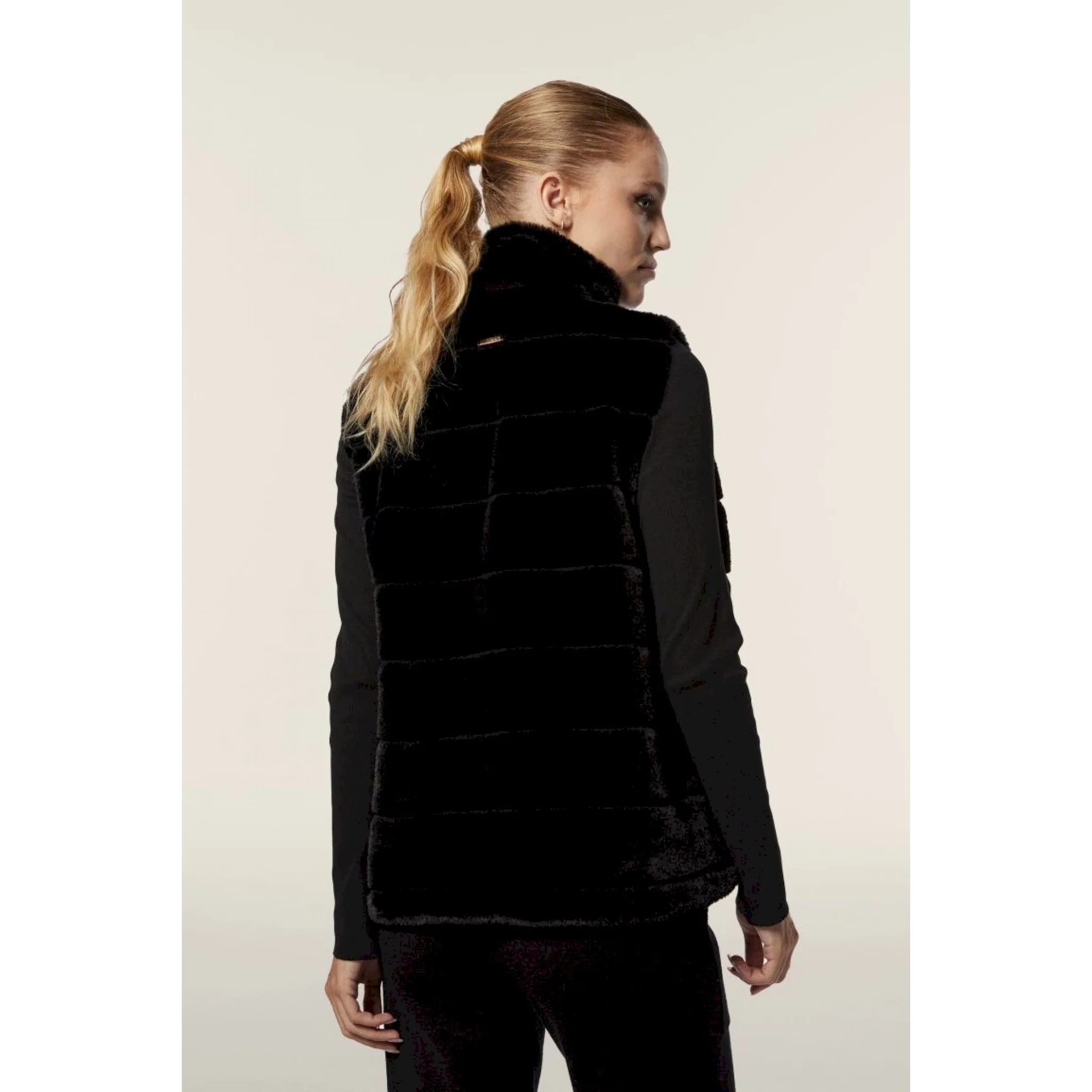 Freddy gilet donna zip e collo alto in pelliccia sintetica rigata - immagine 3