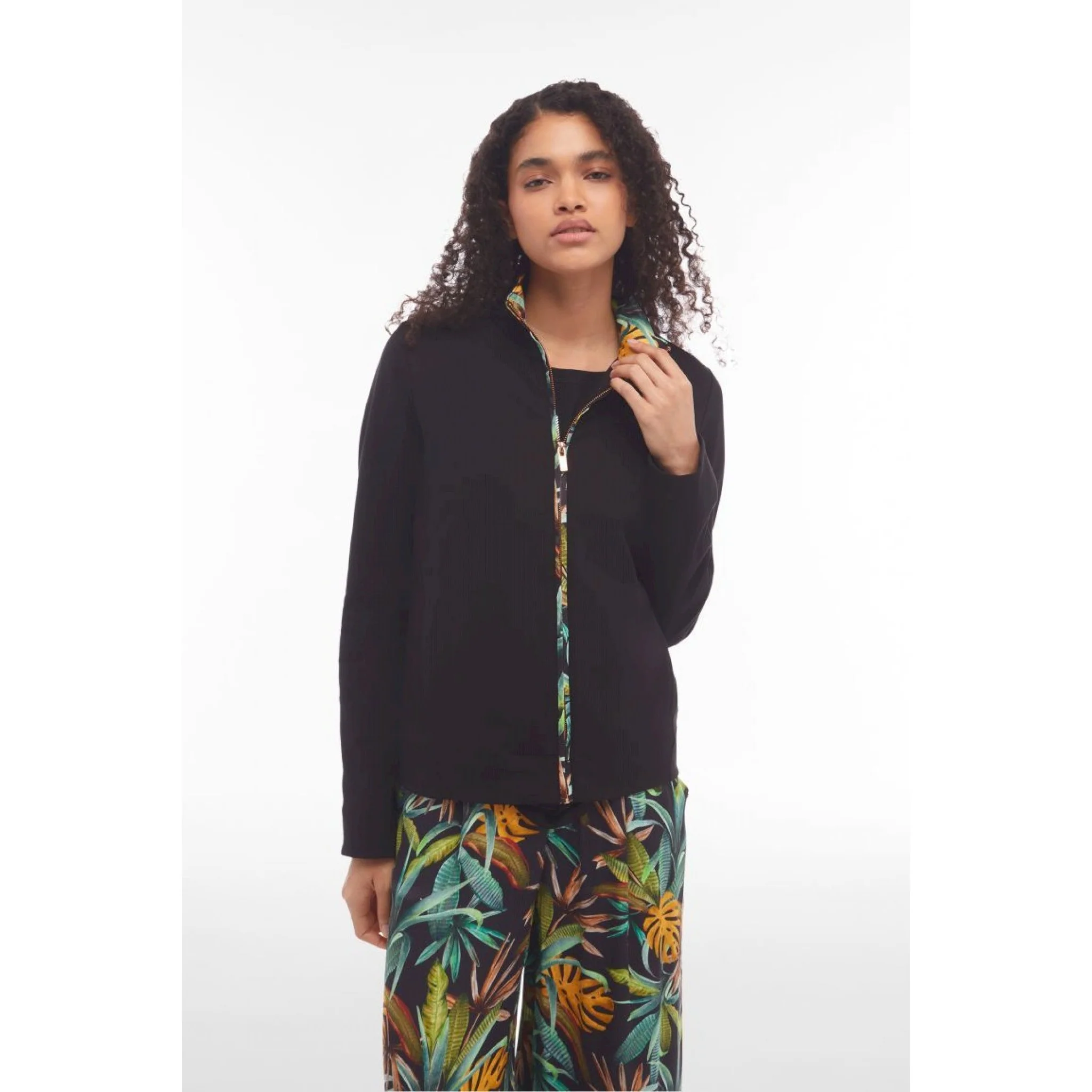 Freddy felpa collo alto e zip in jersey con dettagli tropical - immagine 2