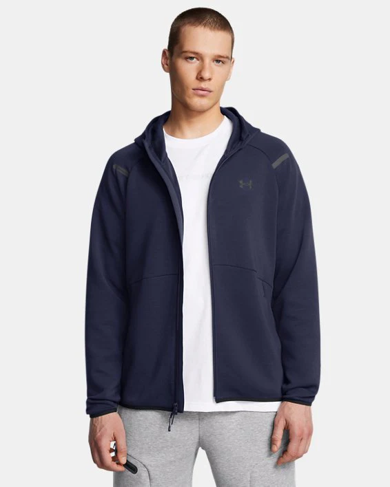 UNDER ARMOUR Unstoppable Fleece - Felpa con cappuccio Full-Zip da uomo 1389352-410 - immagine 2