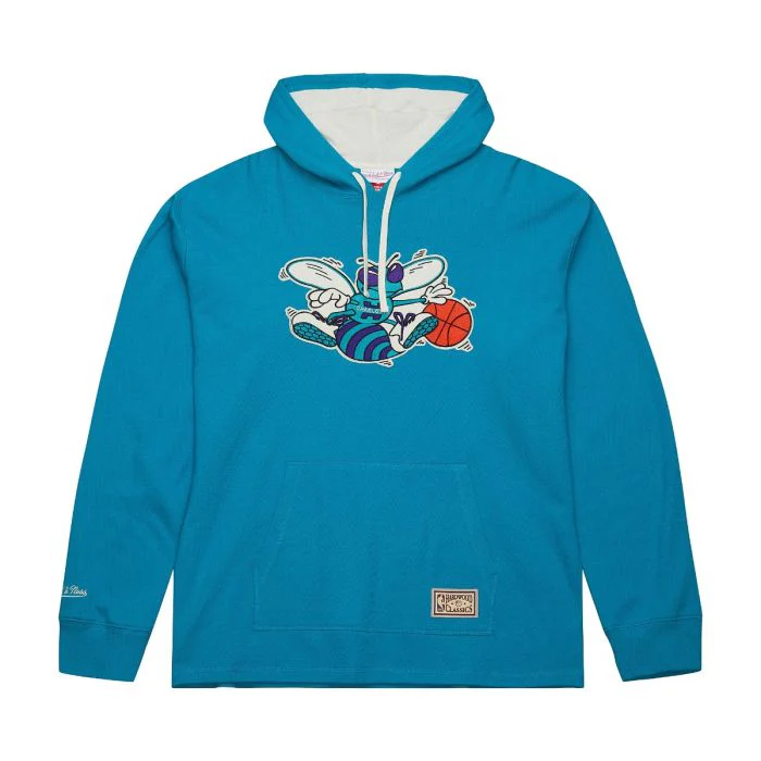 MITCHELL & NESS Felpa con cappuccio leggera con logo vintage Charlotte Hornets LS8053-HO - immagine 2